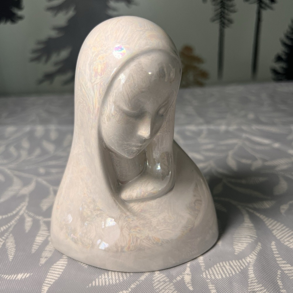1960 Vintage Virgin Mary Madonna Statue Bust Glaze Finish 5" X 4"